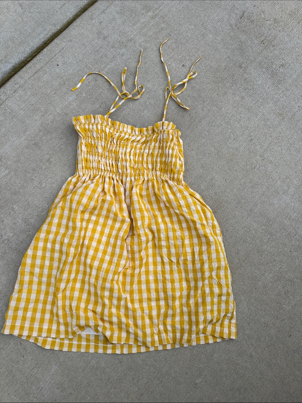 Yellow Gingham Smocked Sundress Women’s